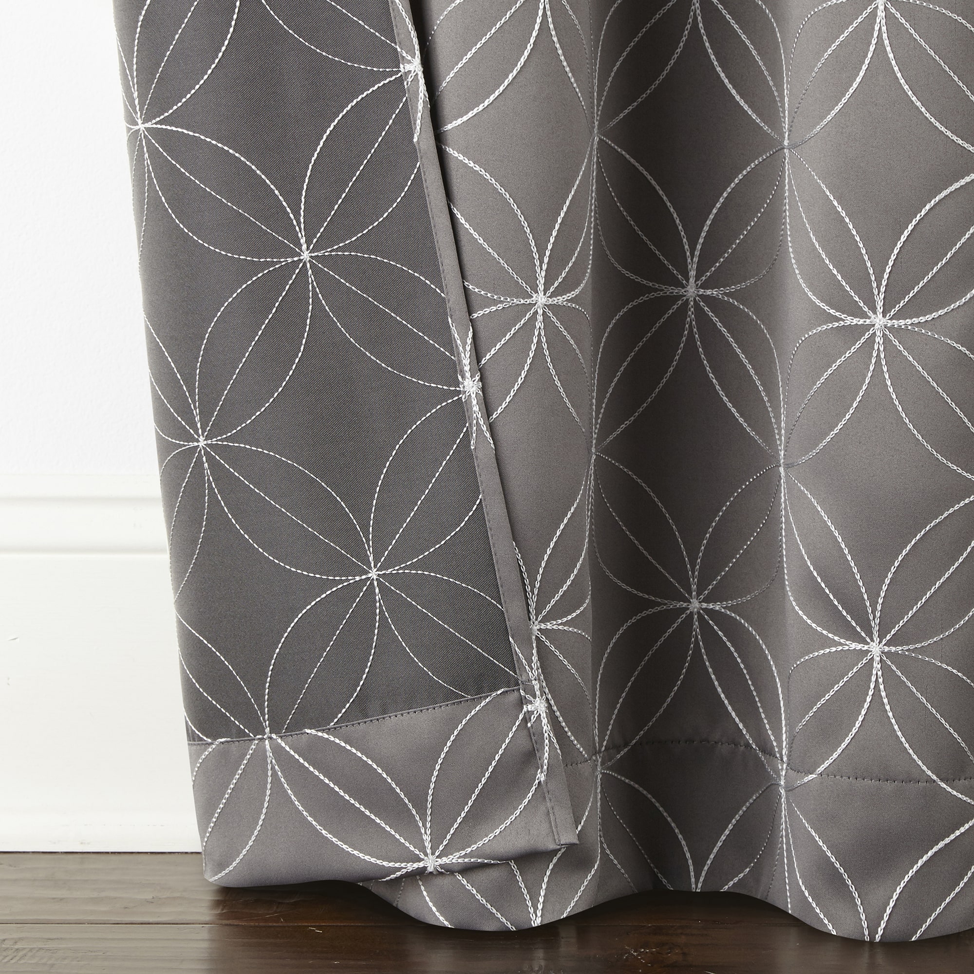 Regal Home Perth Geometric Embroidery Rod Pocket Blackout Set of 2 Curtain Panel