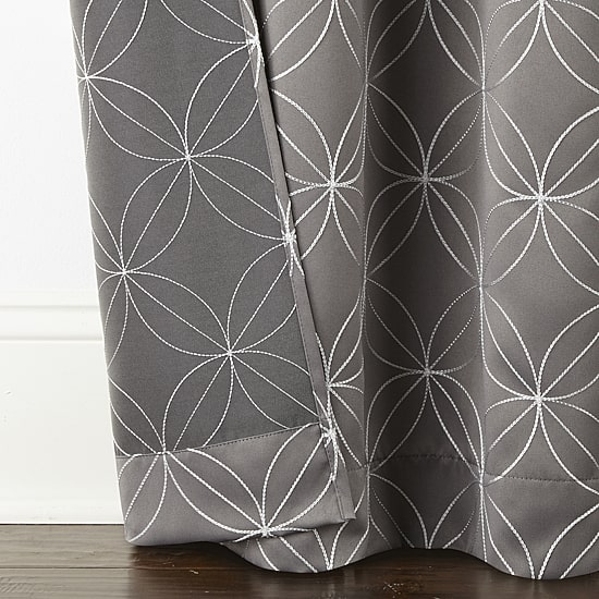 Regal Home Perth Geometric Embroidery Rod Pocket Blackout Set of 2 Curtain Panel