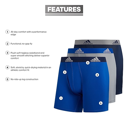 adidas Performance Mens 3 Pack Boxer Briefs 5152378a