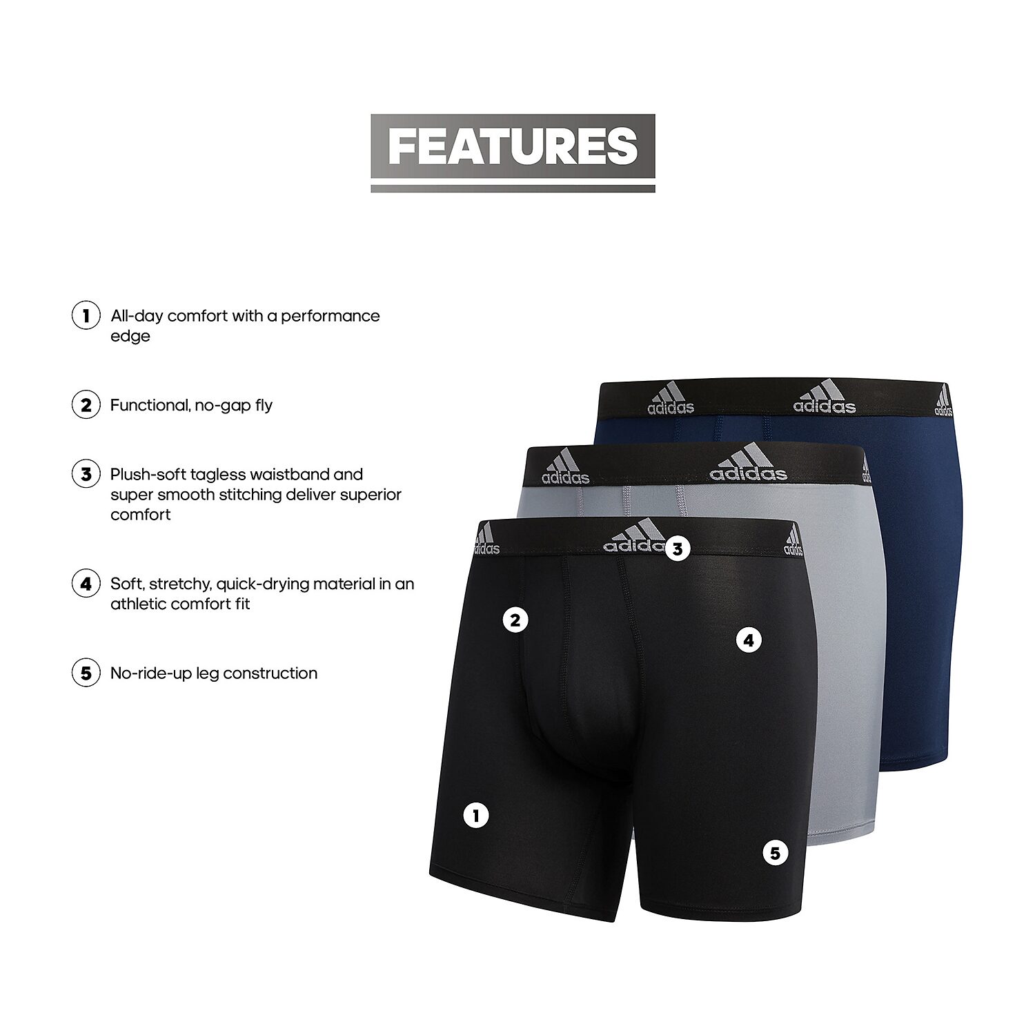 adidas Performance Mens 3 Pack Boxer Briefs 5152378a