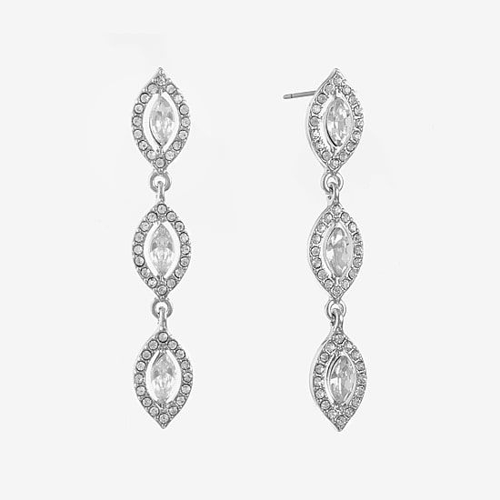 Monet Jewelry Timeless Silver Tone Linear Womens Hypoallergenic Drop Earrings