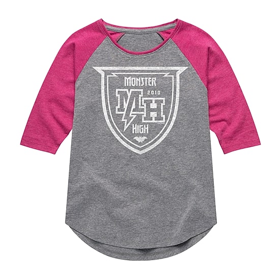 Little & Big Kid Girls Crew Neck Elbow Sleeve Regular Fit Monsters High Graphic T-Shirt