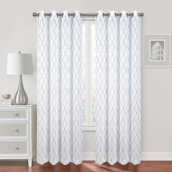 Regal Home Bayview Grommet Top Embroidered Sheer Single Curtain Panel
