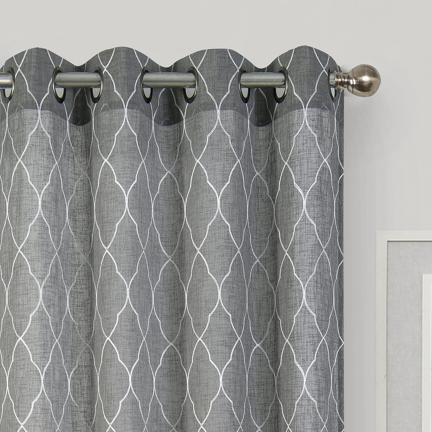 Regal Home Bayview Grommet Top Embroidered Sheer Single Curtain Panel