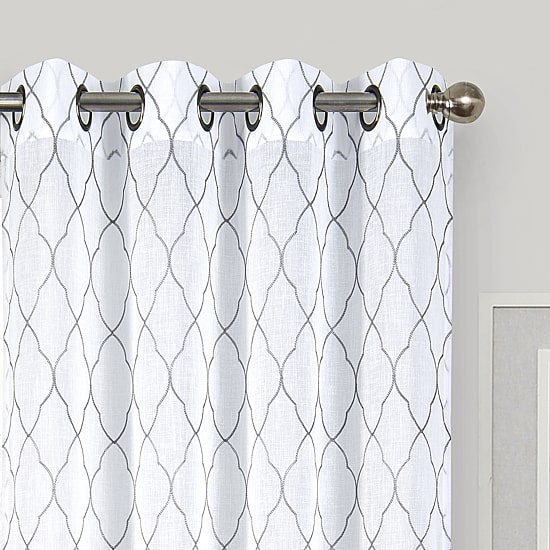 Regal Home Bayview Grommet Top Embroidered Sheer Single Curtain Panel