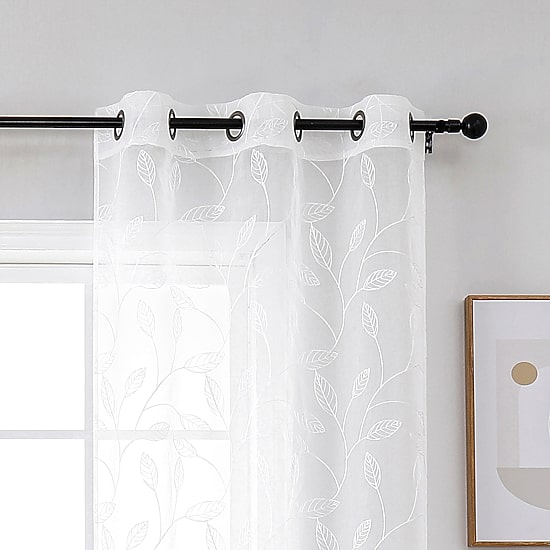 Regal Home Jaffa Grommet Top Embroidered Sheer Set of 2 Curtain Panel