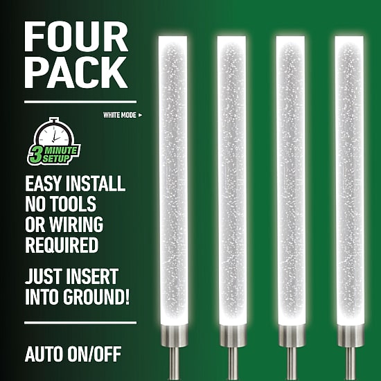 Bell + Howell Glimmer Sticks Solar Powered Landscape Lighting - Set of 4