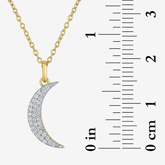 Diamond Addiction (G-H / I1-I2) Womens 1/10 CT. T.W. Lab Grown White Diamond 14K Gold Over Silver Moon 16 Inch Pendant Necklace