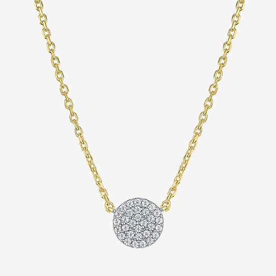 Diamond Addiction (G-H / I1-I2) Womens 1/10 CT. T.W. Lab Grown White Diamond 14K Gold Over Silver Round 16 Inch Pendant Necklace