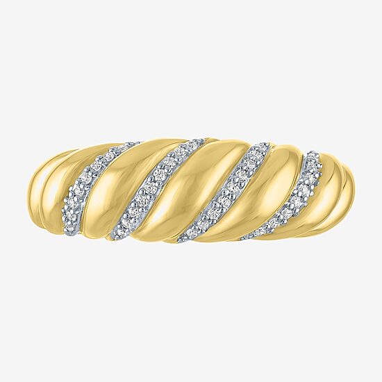 Diamond Addiction (G-H / I1-I2) Womens 7MM 1/10 CT. T.W. Lab Grown White Diamond 14K Gold Over Silver Band