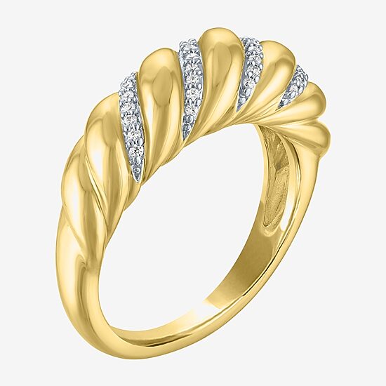 Diamond Addiction (G-H / I1-I2) Womens 7MM 1/10 CT. T.W. Lab Grown White Diamond 14K Gold Over Silver Band