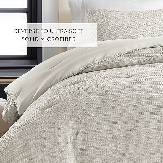 Casual Comfort Waffle Textured Midweight Down Alternative Comforter Set