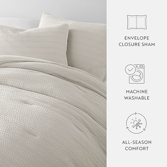 Casual Comfort Waffle Textured Midweight Down Alternative Comforter Set