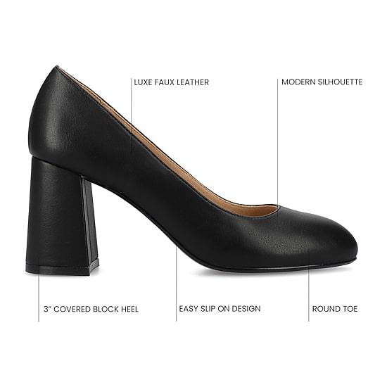 Journee Collection Seraphina Womens Round Closed Toe Block Heel Pumps