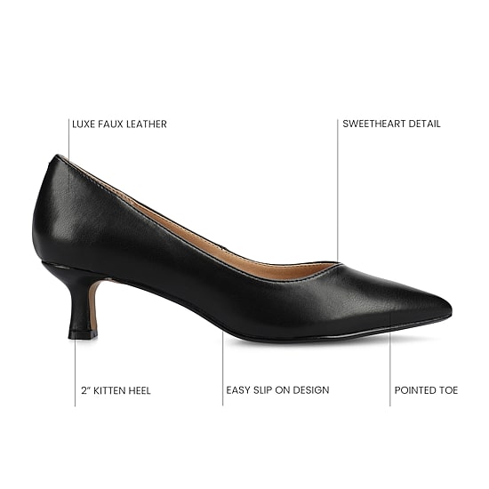 Journee Collection Pammie Womens Pointed Closed Toe Kitten Heel Pumps