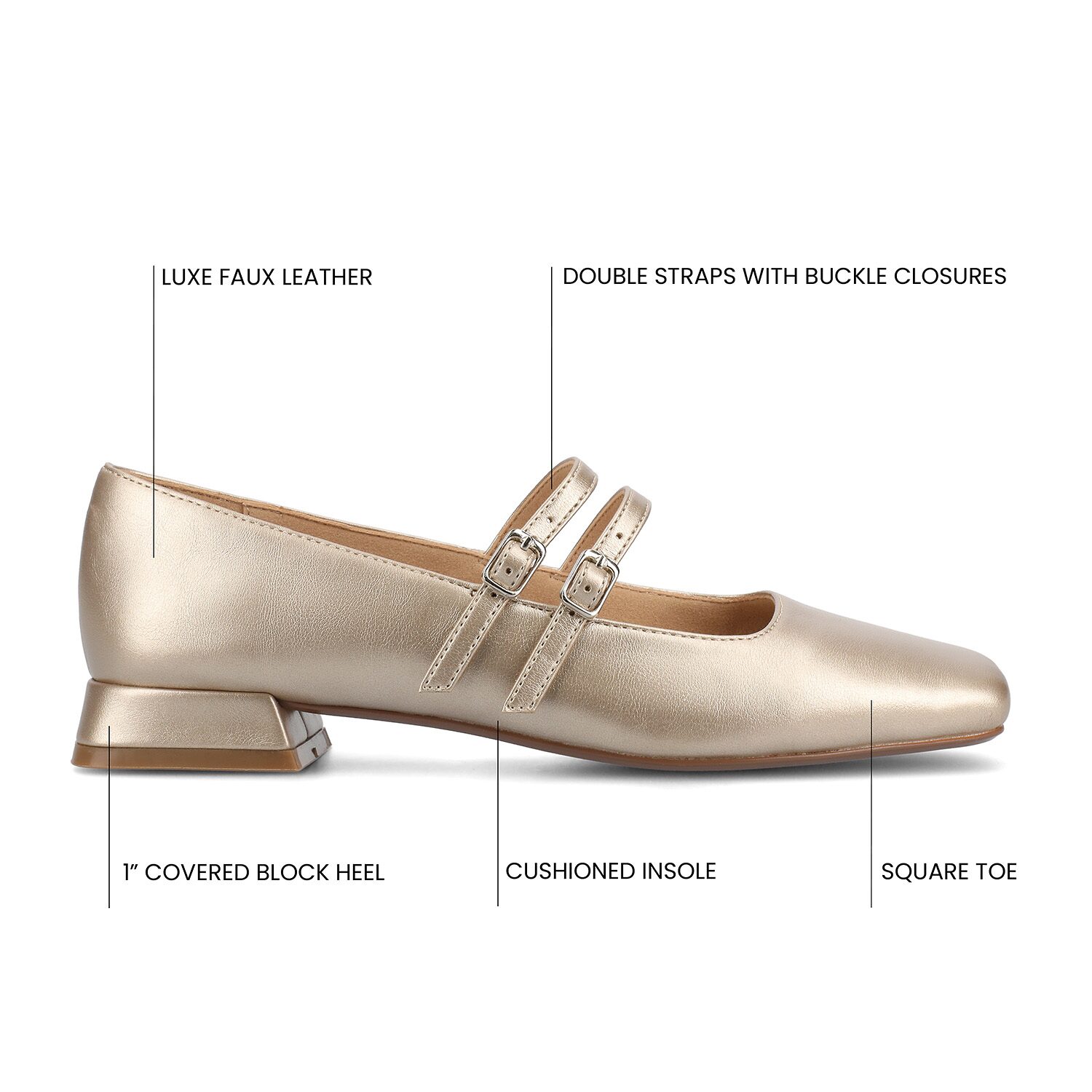 Journee Collection Gredah Womens Square Mary Jane Shoes