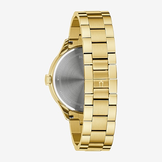 Bulova Mens Gold Tone Stainless Steel Bracelet Watch 97b227