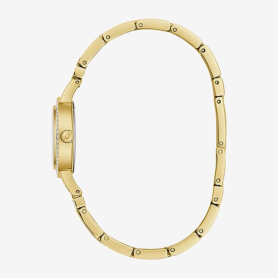 Bulova Crystal Womens Crystal Accent Gold Tone Stainless Steel Bracelet Watch 98l325