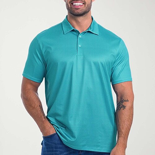 Antigua Mens Short Sleeve Polo Shirt, Large, Blue