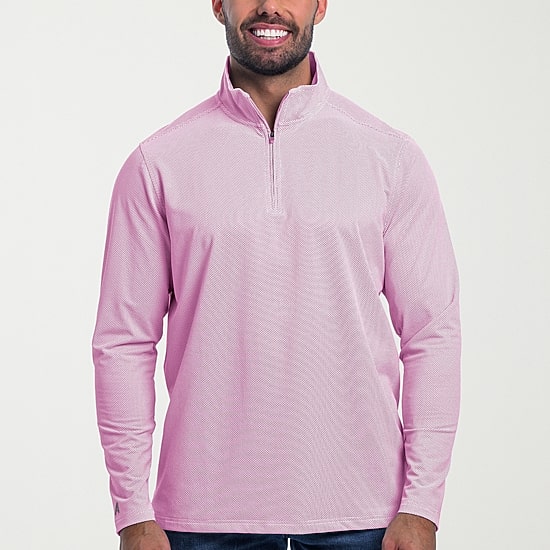 Antigua Mens Mock Neck Long Sleeve Quarter-Zip Pullover