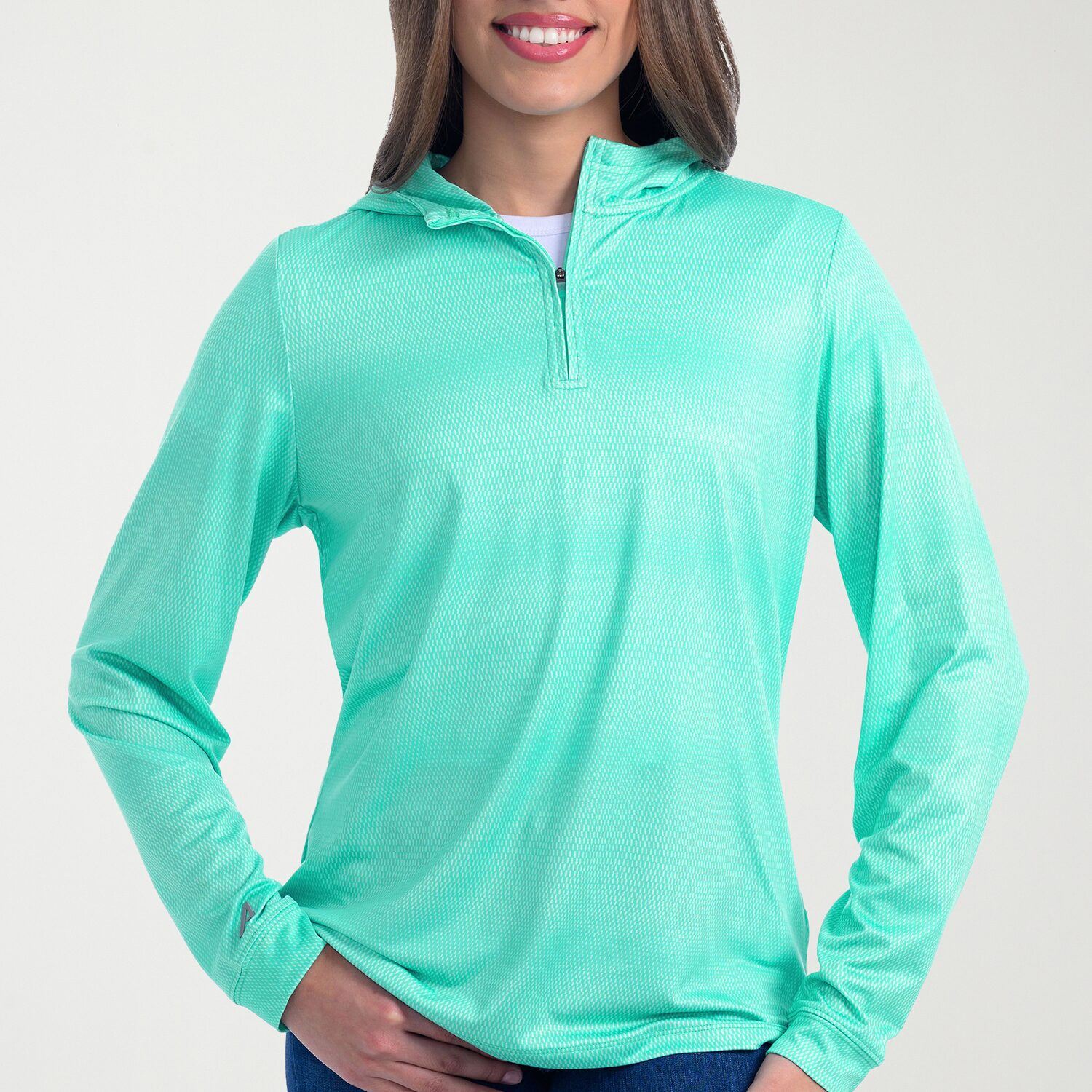 Antigua Spring 2025 Womens Mock Neck Long Sleeve Quarter-Zip Pullover Sweater