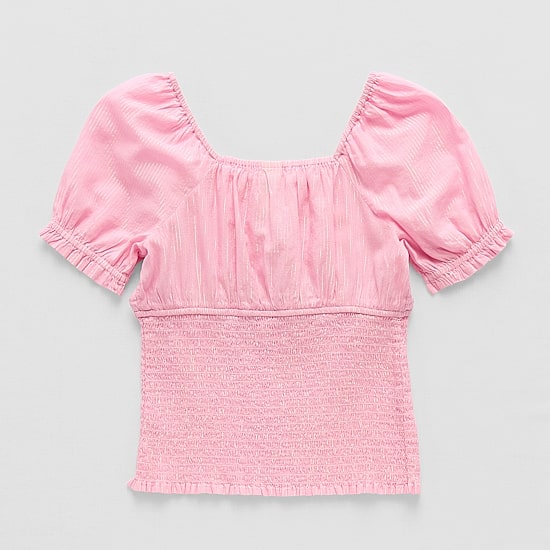 Thereabouts Little & Big Kid Girls Square Neck Short Sleeve Blouse