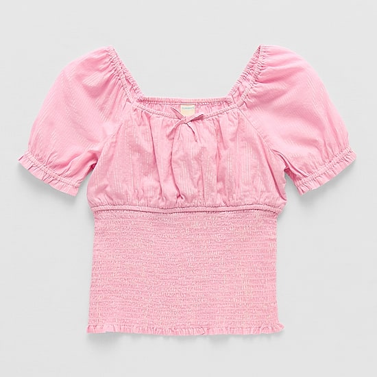 Thereabouts Little & Big Kid Girls Square Neck Short Sleeve Blouse