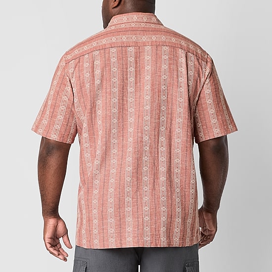 mutual weave Camp Mens Easy-on + Easy-off Short Sleeve Classic Fit Big and Tall Button-Down Shirt