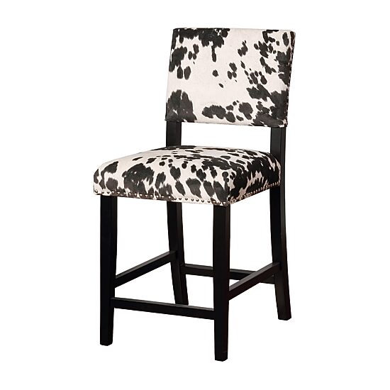 Clayton Cow Print Upholstered Nailhead Trim Counter Stool