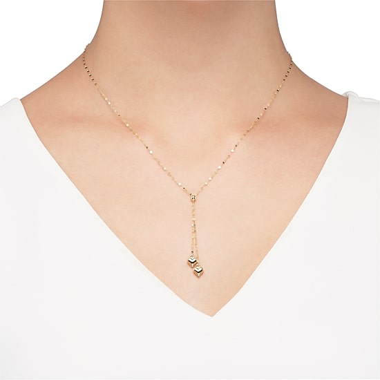 Gold Addiction Lariat Style Womens 14K Gold 18 Inch Y Necklace