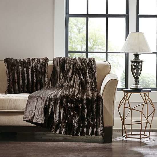 Madison Park York Faux Fur Square Throw Pillow
