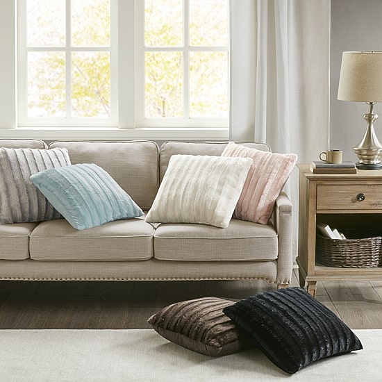 Madison Park York Faux Fur Square Throw Pillow