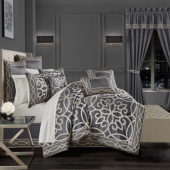 Queen Street Darwin Charcoal 4-pc. Jacquard Extra Weight Comforter Set