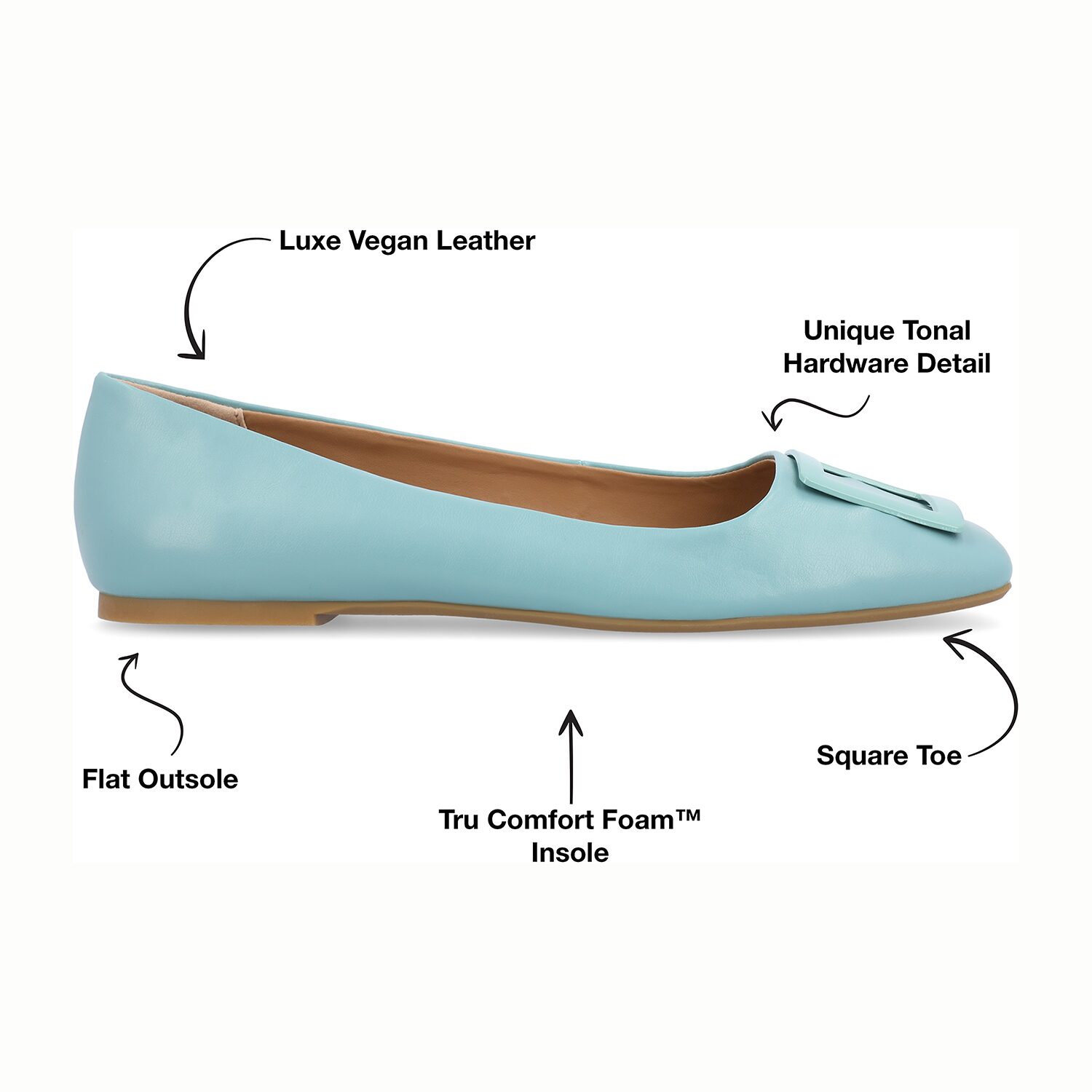 Journee Collection Zimia Womens Square Closed Toe Ballet Flats