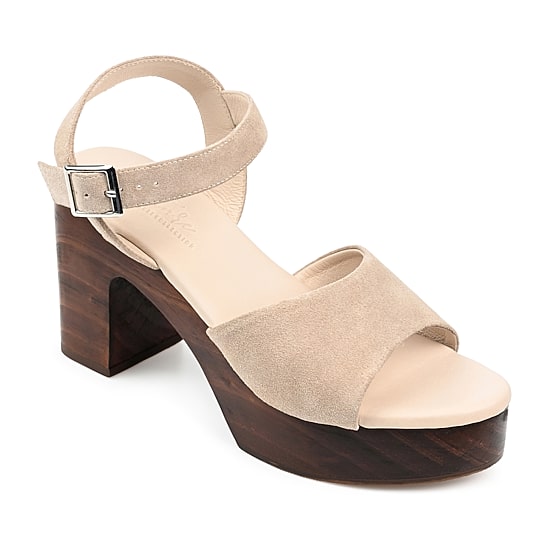 Journee Signature Katana Womens Round Open Toe Stacked Heel Pumps