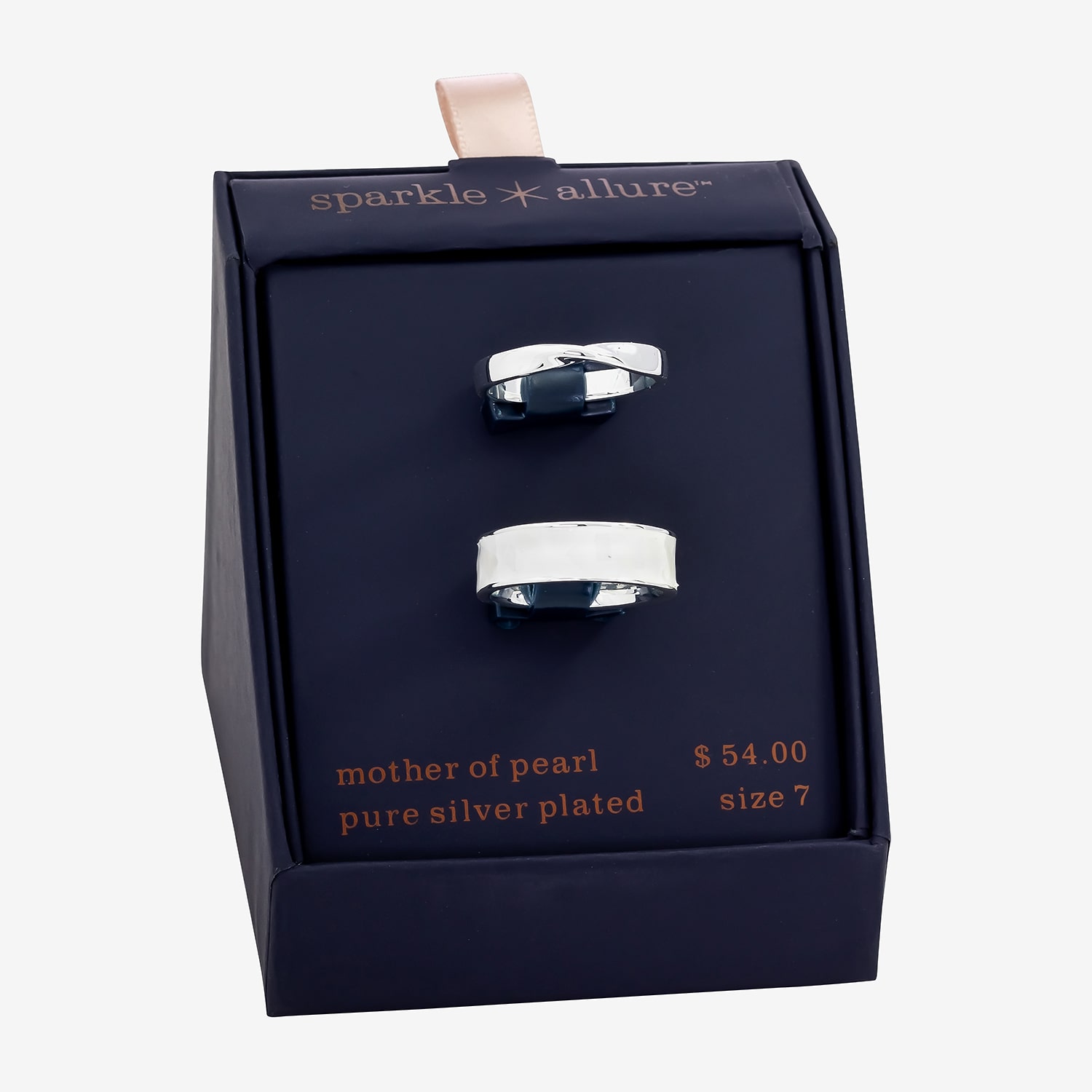 Sparkle Allure Womens White Mother Of Pearl Pure Silver Over Brass Ring Set