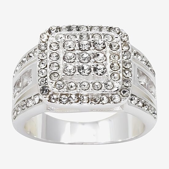 Sparkle Allure Womens Cubic Zirconia Pure Silver Over Brass Cocktail Ring