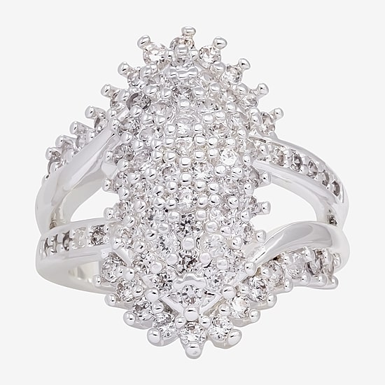 Sparkle Allure Womens Cubic Zirconia Pure Silver Over Brass Cocktail Ring