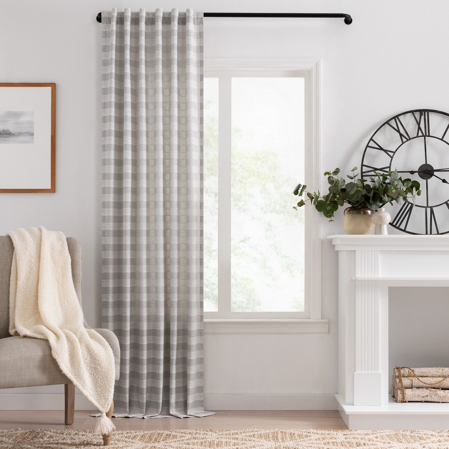 Mercantile Tavia Rod Pocket Back Tab Sheer Single Curtain Panel