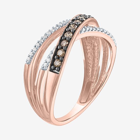 Womens 1/3 CT. T.W. Natural Champagne Diamond 10K Gold Crossover Band