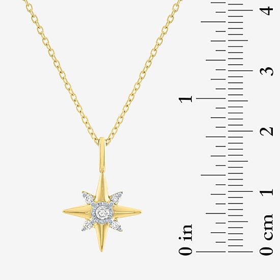 Diamond Addiction North Star (I-J / Si2-I1) Womens 1/10 CT. T.W. Lab Grown White Diamond 14K Gold Over Silver Star 18 Inch Pendant Necklace