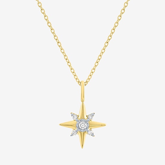 Diamond Addiction North Star (I-J / Si2-I1) Womens 1/10 CT. T.W. Lab Grown White Diamond 14K Gold Over Silver Star 18 Inch Pendant Necklace