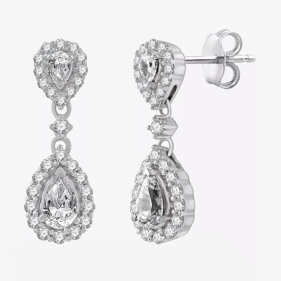 (G-H / Si2-I1) Womens 1 CT. T.W. Lab Grown White Diamond 10K Gold Pear Drop Earrings