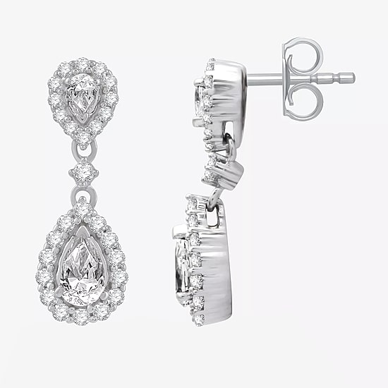 (G-H / Si2-I1) Womens 1 CT. T.W. Lab Grown White Diamond 10K Gold Pear Drop Earrings
