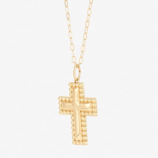 Womens 10K Gold Cross 18 Inch Pendant Necklace