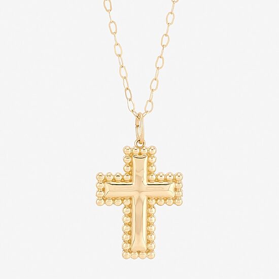 Womens 10K Gold Cross 18 Inch Pendant Necklace