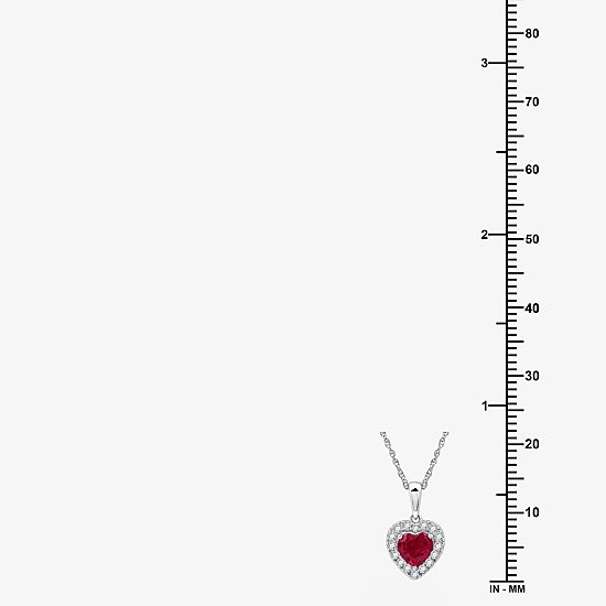 Yes, Please! Womens Lab Created Red Ruby Sterling Silver Heart 18 Inch Pendant Necklace