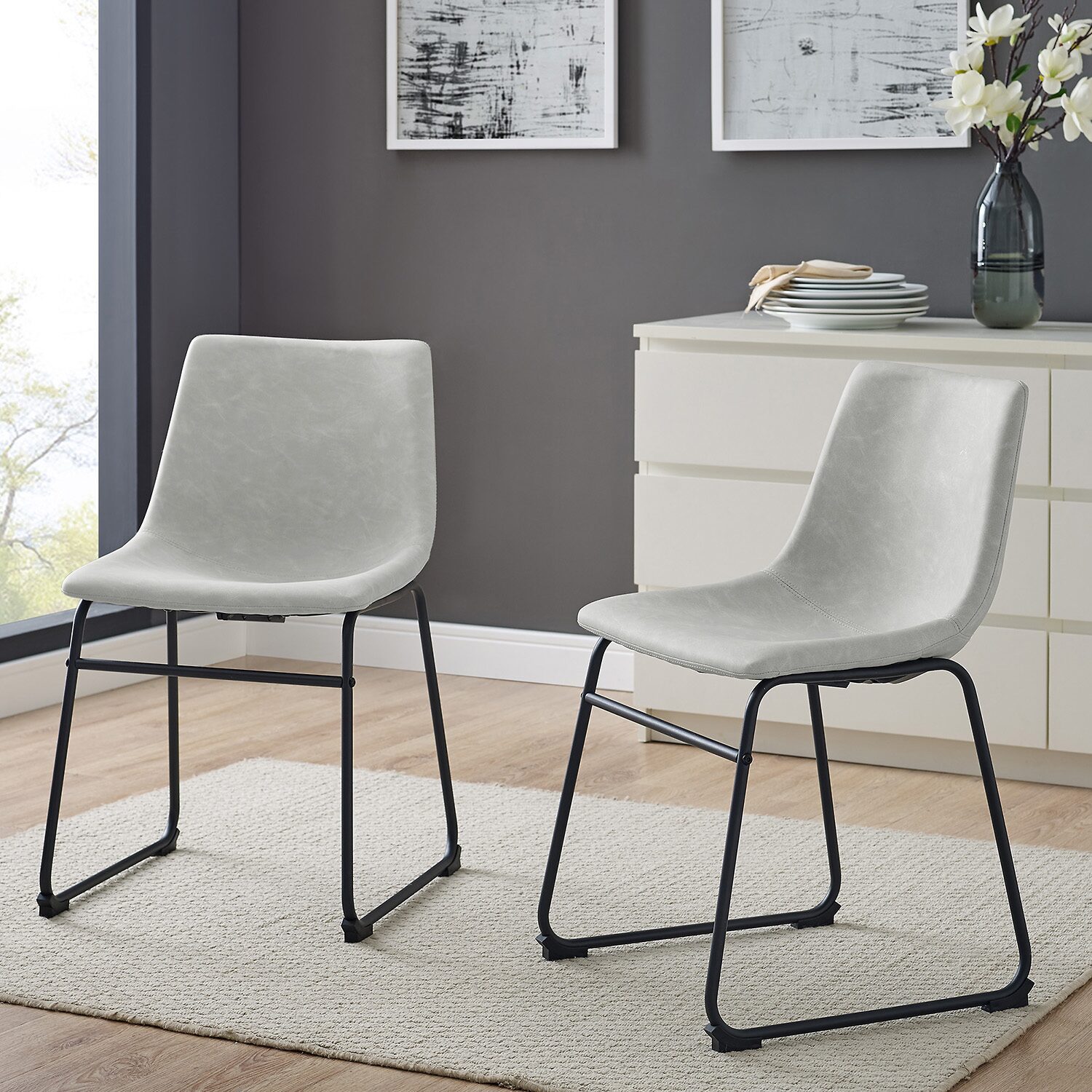 2-pc. Faux Leather Kitchen Dining Chairs
