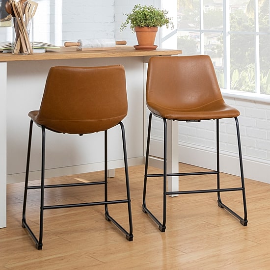 2-pc. Faux Leather Kitchen Counter Stools