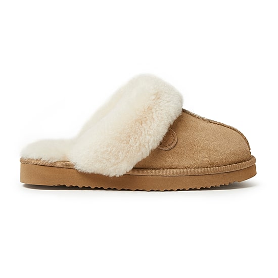 Dearfoams Fireside Sydney Genuine Shearling Womens Moccasin Slippers